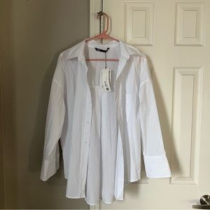 Zara white button down top